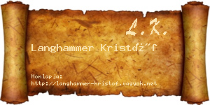 Langhammer Kristóf névjegykártya